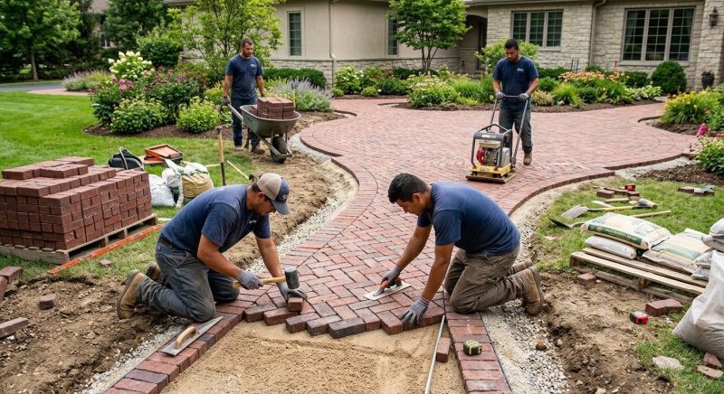 Brick Hardscape Installation in Framingham, MA